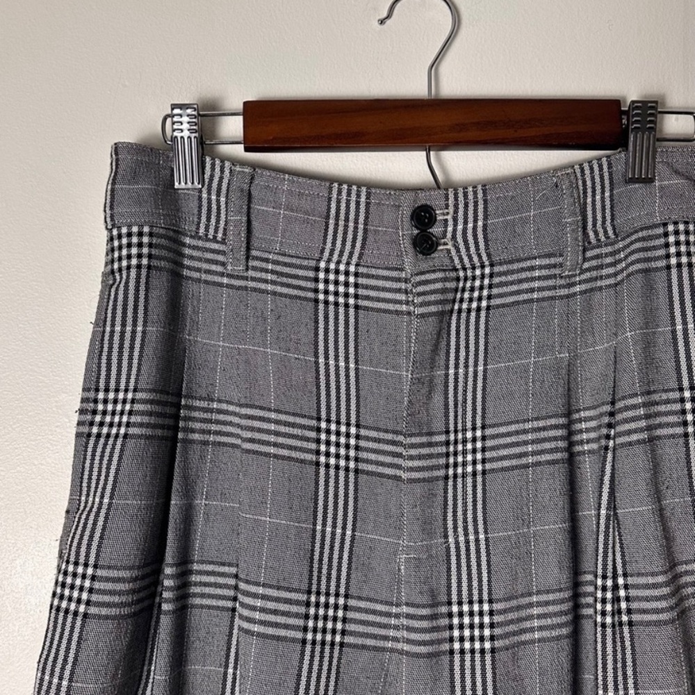 Madewell Plaid Pleated Wide Leg Trouser Pants Size 6 Black White Grey - Picture 3 of 7